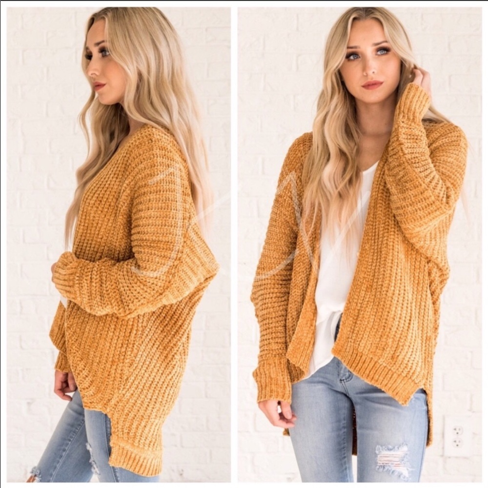 ⚡️Mustard Chenille Cardigan - Picture 2 of 5
